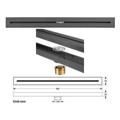 Linear Floor Drain + Black