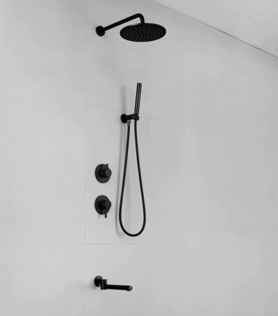 Concealed Wall-Mounted Shower Set + Black