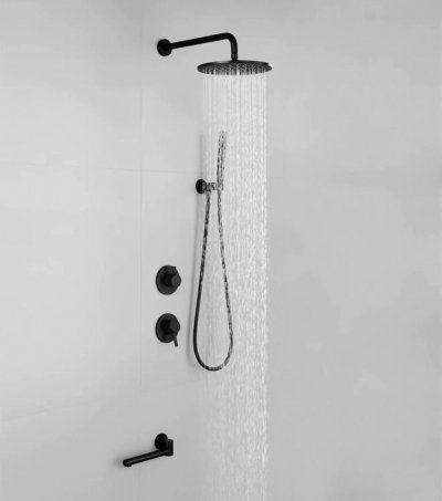 Concealed Wall-Mounted Shower Set + Black