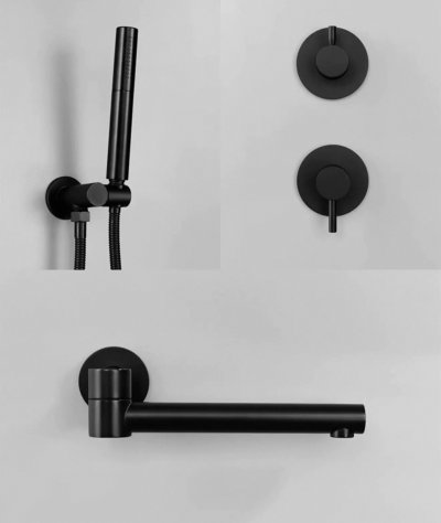 Concealed Wall-Mounted Shower Set + Black