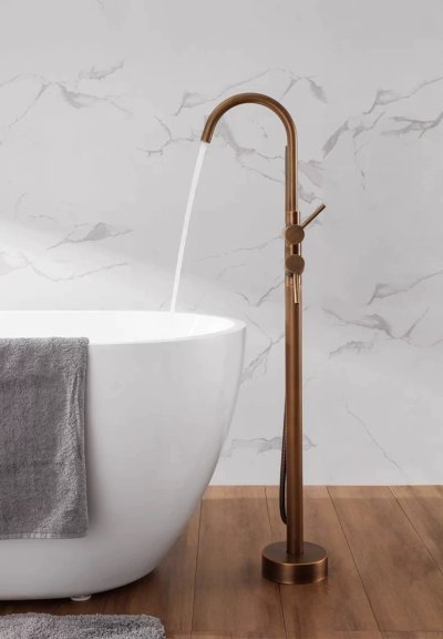 Floor Mounted Faucet + Antique Brass