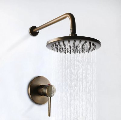 Wall-Mounted Shower Set + Antique Brass