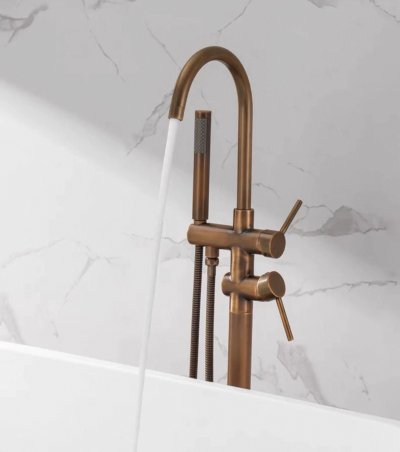Floor Mounted Faucet + Antique Brass