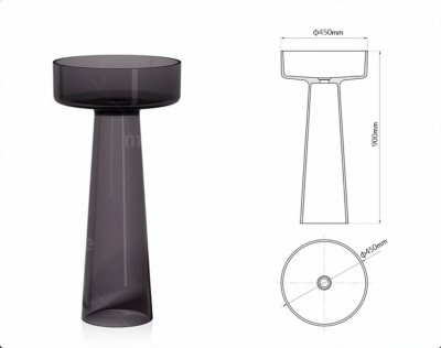 RS-4590R LumiCone™ Transparent Resin Pedestal Basin