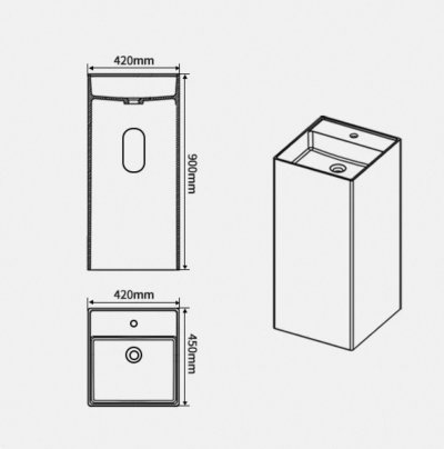 อ่างล้างหน้าแบบแท่นเรซิ่นใสทรงสี่เหลี่ยม LumiStone™ รุ่น RS-9042S