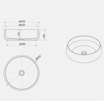อ่างล้างหน้าเรซิ่นใสแบบวางบนเคาน์เตอร์ LumiBowl™ รุ่น RS-4514R