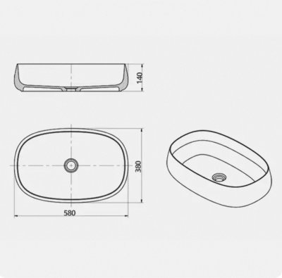 อ่างล้างหน้าเรซิ่นใสแบบวางบนเคาน์เตอร์ LumiOval™ รุ่น RS-5814O