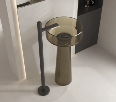 อ่างล้างหน้าเรซิ่นโปร่งใสแบบแท่นตั้งพื้นทรงกรวย LumiCone™ รุ่น RS-4590R