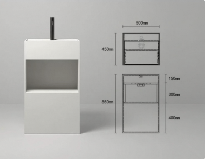 อ่างล้างหน้าแบบแท่นตั้งพื้นพร้อมช่องวางของ StoneForm™ รุ่น SS-5045S / SS-6045S