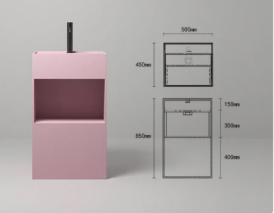 SS-5045S / SS-6045S FormBox™ Solid Surface Pedestal Basin with Storage Shelf