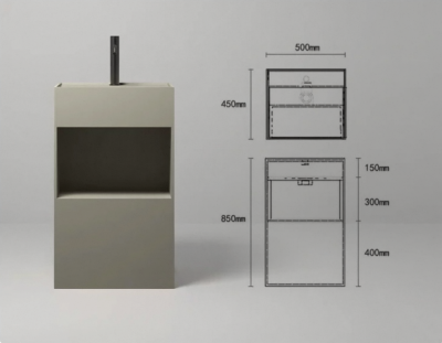 อ่างล้างหน้าแบบแท่นตั้งพื้นพร้อมช่องวางของ StoneForm™ รุ่น SS-5045S / SS-6045S