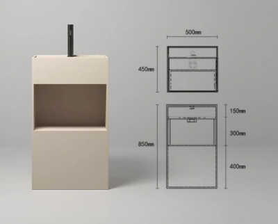 อ่างล้างหน้าแบบแท่นตั้งพื้นพร้อมช่องวางของ StoneForm™ รุ่น SS-5045S / SS-6045S