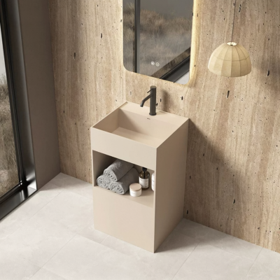 อ่างล้างหน้าแบบแท่นตั้งพื้นพร้อมช่องวางของ StoneForm™ รุ่น SS-5045S / SS-6045S