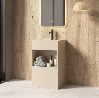 อ่างล้างหน้าแบบแท่นตั้งพื้นพร้อมช่องวางของ StoneForm™ รุ่น SS-5045S / SS-6045S