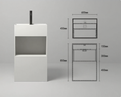 อ่างล้างหน้าแบบแท่นตั้งพื้นพร้อมช่องวางของ StoneForm™ รุ่น SS-5045S / SS-6045S