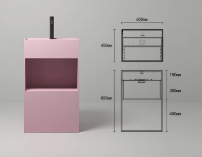 SS-5045S / SS-6045S FormBox™ Solid Surface Pedestal Basin with Storage Shelf