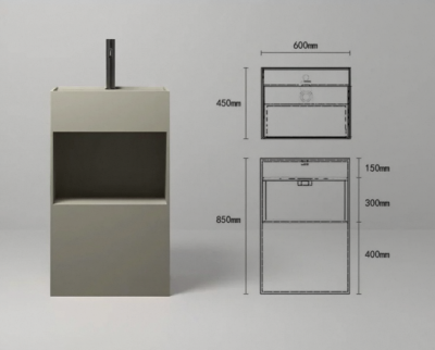 อ่างล้างหน้าแบบแท่นตั้งพื้นพร้อมช่องวางของ StoneForm™ รุ่น SS-5045S / SS-6045S