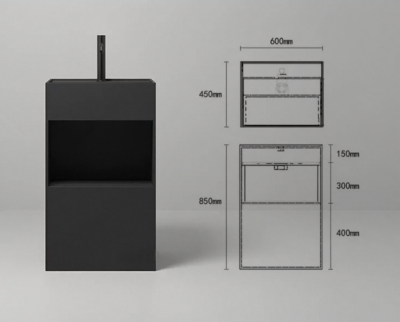 SS-5045S / SS-6045S FormBox™ Solid Surface Pedestal Basin with Storage Shelf