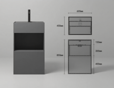 อ่างล้างหน้าแบบแท่นตั้งพื้นพร้อมช่องวางของ StoneForm™ รุ่น SS-5045S / SS-6045S