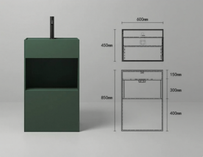 อ่างล้างหน้าแบบแท่นตั้งพื้นพร้อมช่องวางของ StoneForm™ รุ่น SS-5045S / SS-6045S
