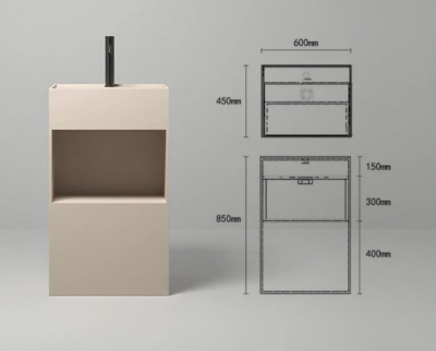 อ่างล้างหน้าแบบแท่นตั้งพื้นพร้อมช่องวางของ StoneForm™ รุ่น SS-5045S / SS-6045S