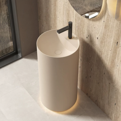 อ่างล้างหน้าแบบแท่นตั้งพื้นทรงกลมหินสังเคราะห์ StonePure™ รุ่น SS-454590R