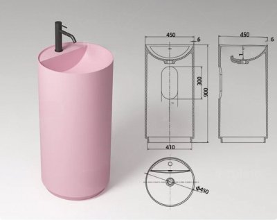 SS-454590R StonePure™ Solid Surface Round Pedestal Basin