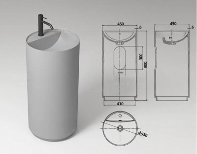 SS-454590R StonePure™ Solid Surface Round Pedestal Basin