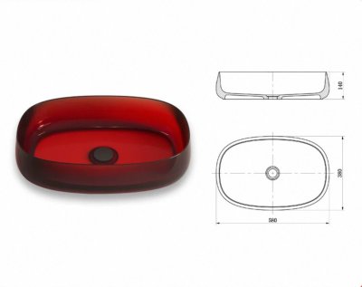 อ่างล้างหน้าเรซิ่นใสแบบวางบนเคาน์เตอร์ LumiOval™ รุ่น RS-5814O