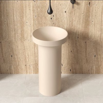 อ่างล้างหน้าแบบแท่นตั้งพื้นทรงกลมหินสังเคราะห์ One-Piece MonoStone™ รุ่น SS-453085R