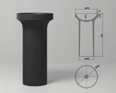 อ่างล้างหน้าแบบแท่นตั้งพื้นทรงกลมหินสังเคราะห์ One-Piece MonoStone™ รุ่น SS-453085R