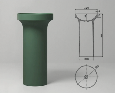 อ่างล้างหน้าแบบแท่นตั้งพื้นทรงกลมหินสังเคราะห์ One-Piece MonoStone™ รุ่น SS-453085R