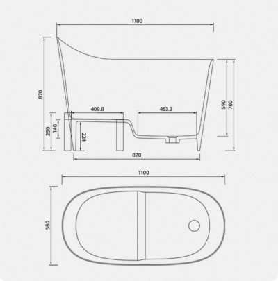 อ่างอาบน้ำหินสังเคราะห์ขนาดกะทัดรัด MiniStone™ สีคาปูชิโน่ รุ่น BT-1100NC