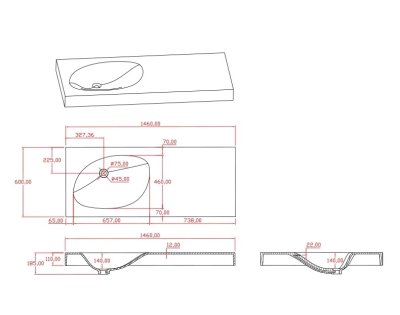 อ่างล้างหน้าหินสังเคราะห์แบบแขวนผนัง SlimStone™ รุ่น WB-1460SS