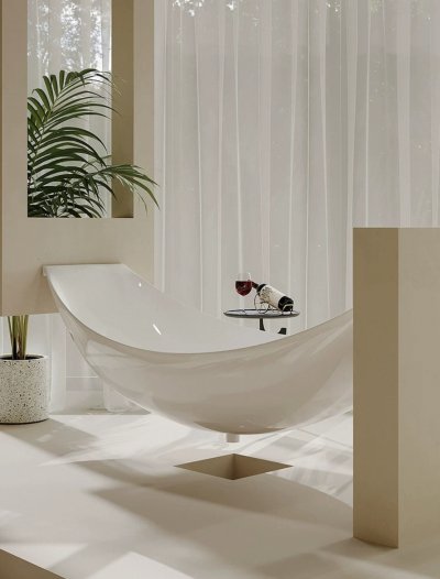 อ่างอาบน้ำทรงแขวนลอยแบบเปลใยแมงมุม AeroFloat™ รุ่น BT-1800AF