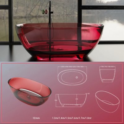 ลูมิสคัลป์™ อ่างอาบน้ำอะคริลิคใสทรงวงรี รุ่น K-8828