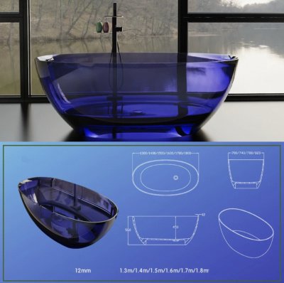 ลูมิสคัลป์™ อ่างอาบน้ำอะคริลิคใสทรงวงรี รุ่น K-8828