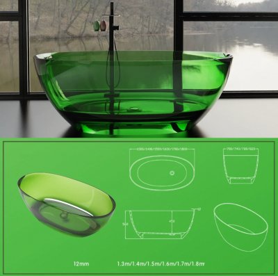 ลูมิสคัลป์™ อ่างอาบน้ำอะคริลิคใสทรงวงรี รุ่น K-8828