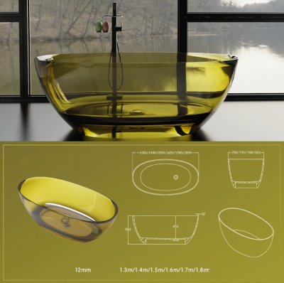 ลูมิสคัลป์™ อ่างอาบน้ำอะคริลิคใสทรงวงรี รุ่น K-8828