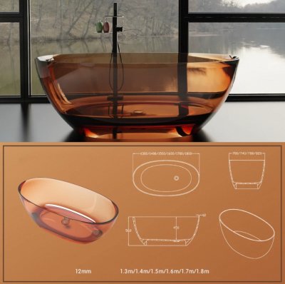 ลูมิสคัลป์™ อ่างอาบน้ำอะคริลิคใสทรงวงรี รุ่น K-8828