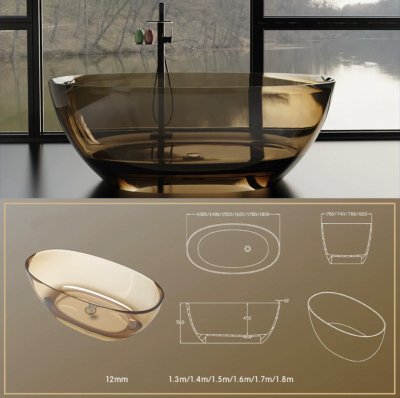 ลูมิสคัลป์™ อ่างอาบน้ำอะคริลิคใสทรงวงรี รุ่น K-8828