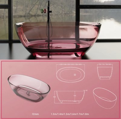 ลูมิสคัลป์™ อ่างอาบน้ำอะคริลิคใสทรงวงรี รุ่น K-8828