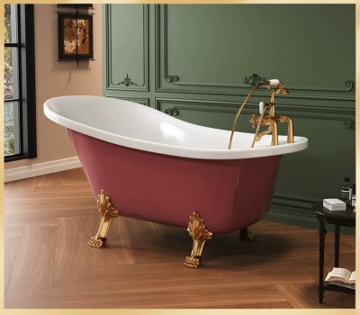 RegalClaw™ อ่างอาบน้ำขาสิงห์แบบวินเทจ ตั้งพื้นหรูหรา(รวมก๊อกน้ำ)