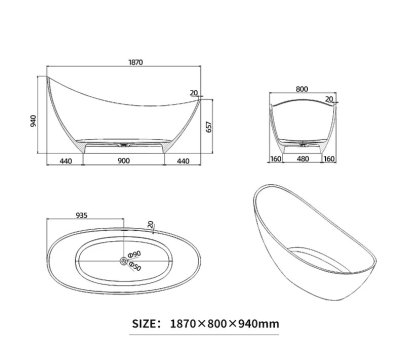 GavynGlow™ Transparent Resin Freestanding Bathtub