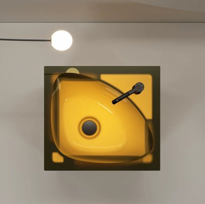 GavynColumn™ อ่างล้างหน้าทรงกระบอกเรซินใสแบบตั้งพื้น