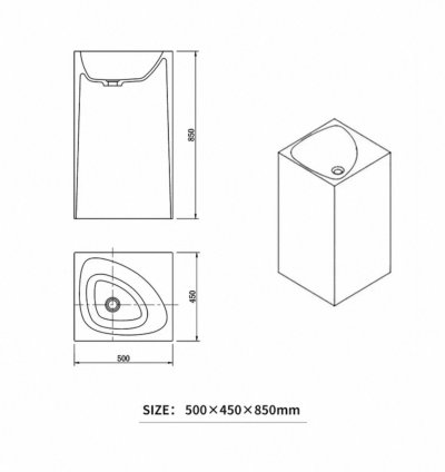 GavynColumn™ อ่างล้างหน้าทรงกระบอกเรซินใสแบบตั้งพื้น