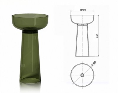 RS-4885T LumiStem™ Transparent Resin Pedestal Basin