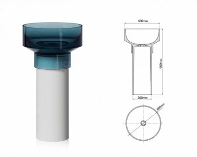 อ่างล้างหน้าเรซิ่นใสแบบแท่นตั้งพื้นทรงกลม LumiPillar™ รุ่น RS-4890C