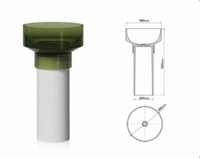 อ่างล้างหน้าเรซิ่นใสแบบแท่นตั้งพื้นทรงกลม LumiPillar™ รุ่น RS-4890C