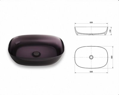 RS-6015G AquaCrystal™ Transparent Resin Countertop Basin